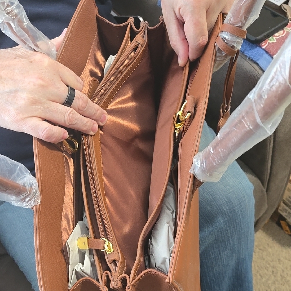 Joy & Iman Brown Leather Tote Bag - Picture 12 of 16